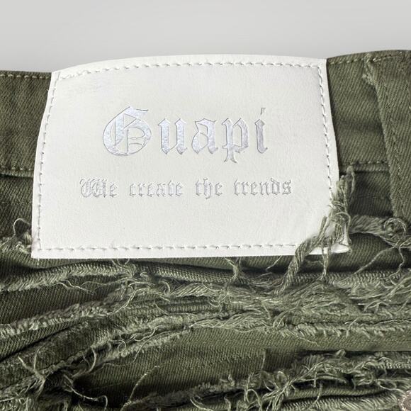Guapi Jeans Mens 28 Green  Distressed Frayed Leg Limited Edition L37 - Picture 7 of 8